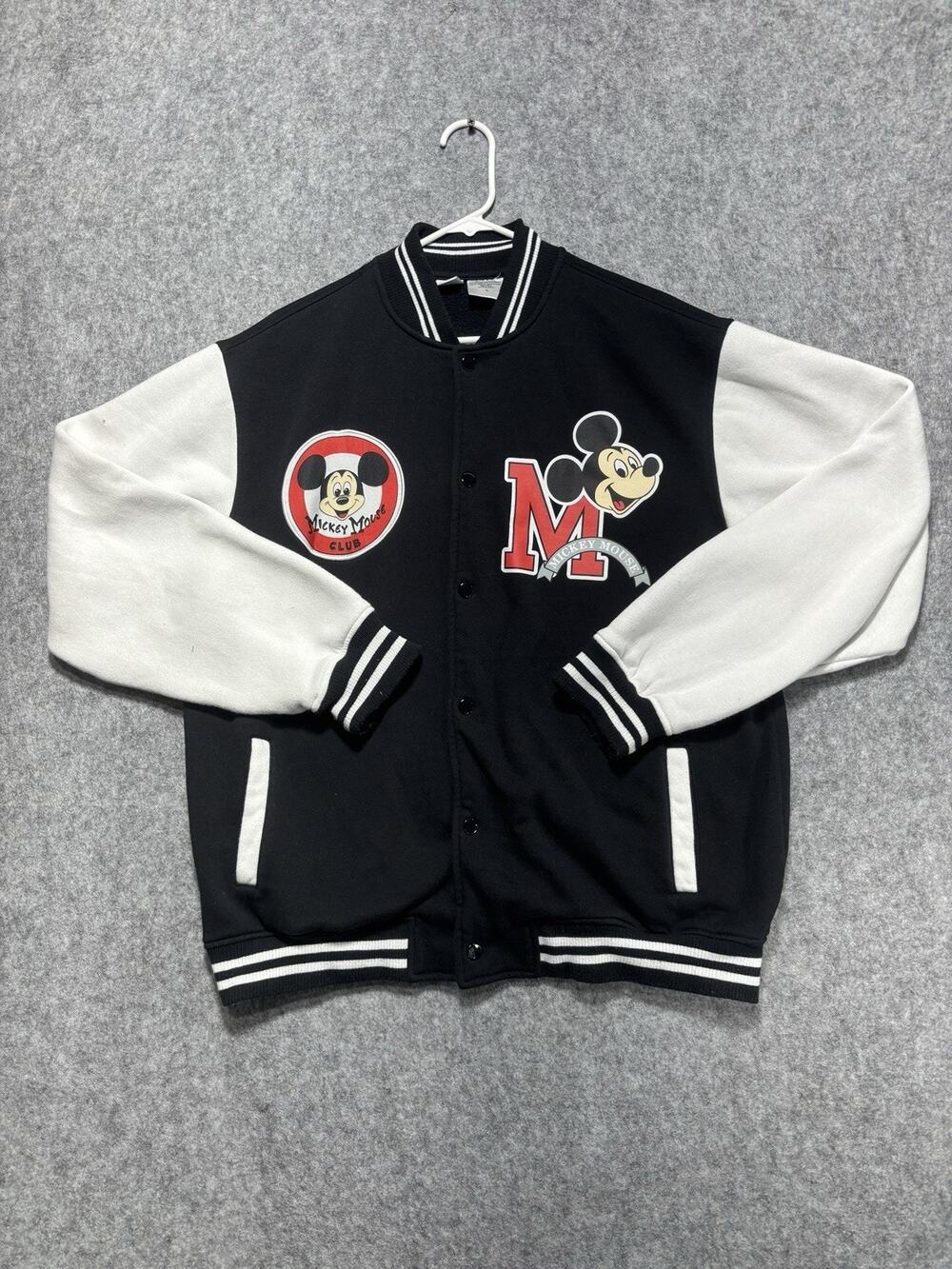 Disney 100 Mickey Mouse Club Varsity Jacket Mens Large Black White